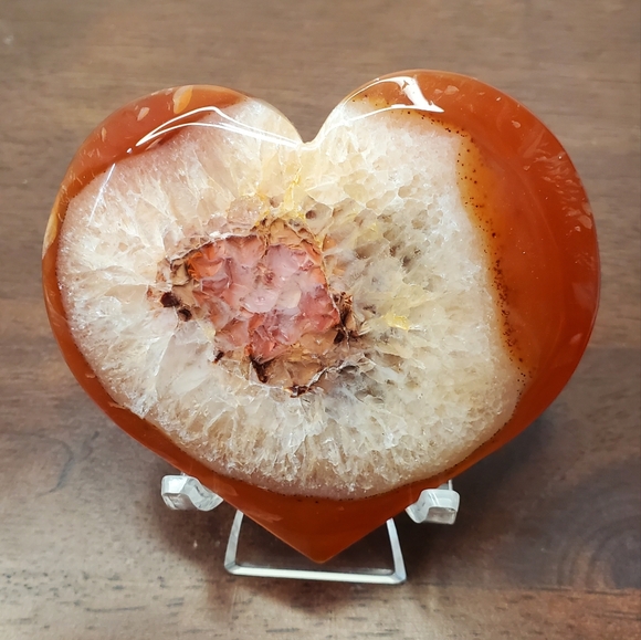 Carnelian Crystal Heart With Druzy - Picture 7 of 12